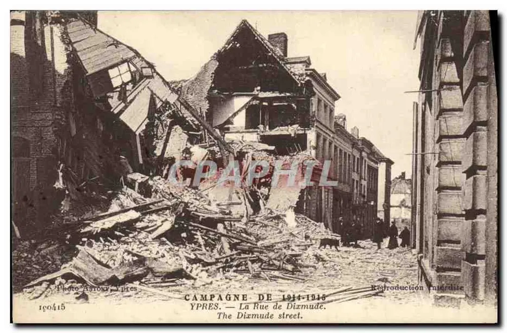 Ypres — A Rue de Dizmude — Foto Baroux, Ypres, n° 190415 - Frente