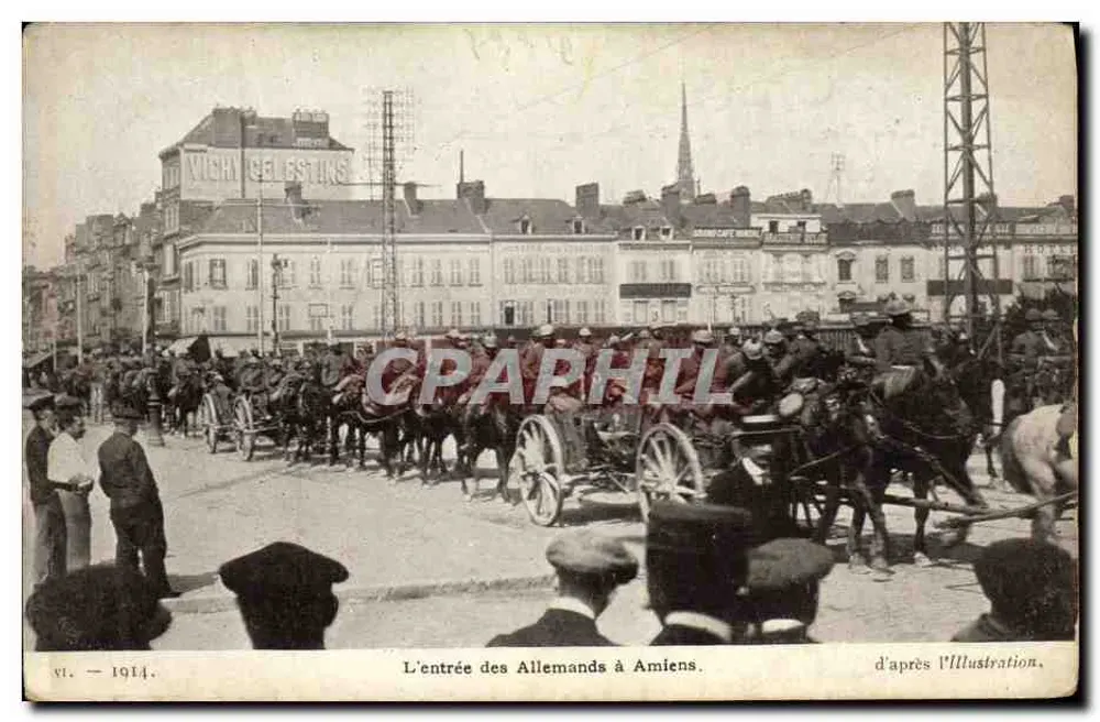Der Eintritt der Deutschen in Amiens — nach L'Illustration — Serie VI — 1914 - Vorderseite