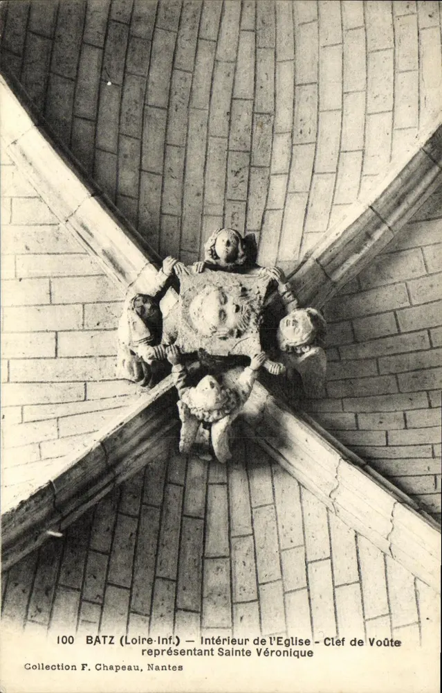 Batz (Loire-Inf.) — Innenansicht der Kirche — Gewölbe mit Darstellung der Heiligen Veronique — Sammlung F. Chapeau, Nantes - Vorderseite