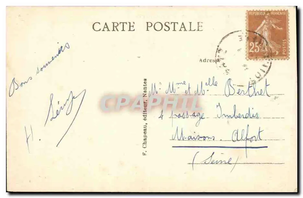 Batz (Loire-Inf.) — Uma Onda Monstruosa na Ponta — P. Chapeau, Nantes, n°108 - Verso
