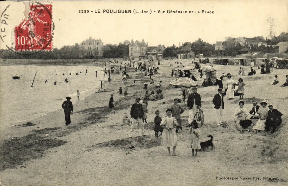 Le Pouliguen (L.-Inf.) — Allgemeine Ansicht der Strand — Vassellier Phototypie, Nantes - Vorderseite
