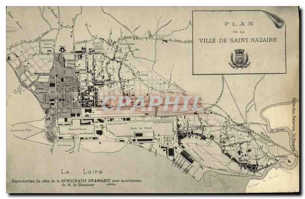 Planta da cidade de Saint-Nazaire — reprodução da Démocratie de l'Ouest - Frente