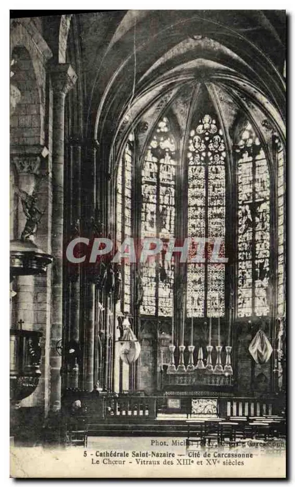 Kathedrale Saint-Nazaire — Der Chor — Farbglasfenster aus dem 13. und 15. Jahrhundert — Fot. Michel für die Druckerei Carcassonne - Vorderseite