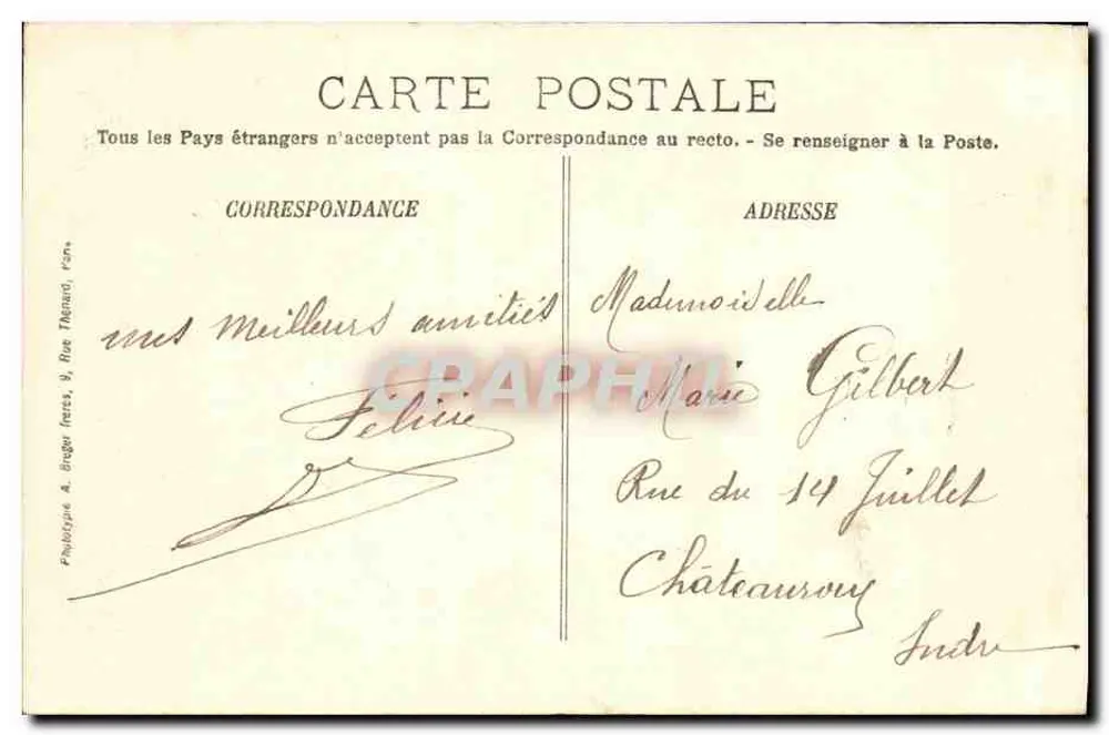 Pornichet — A Praia e seus Rochos — Editor A. Brago (Nantes) n° 14 - Verso