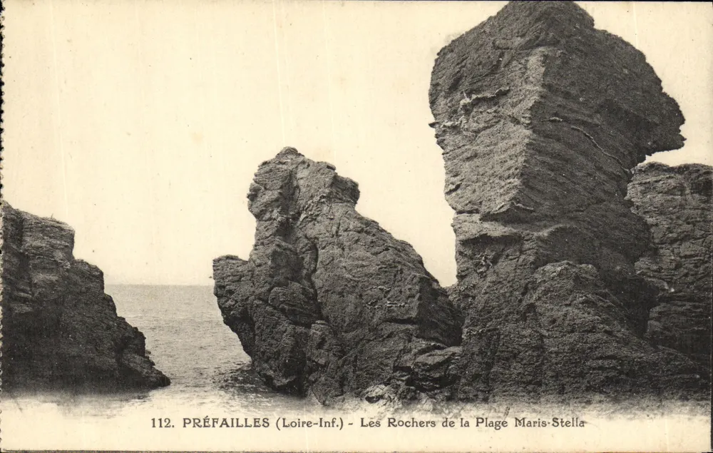 Préfailles (Loire-Inf.) — Les Rochers de la Plage Maris-Stella — J. Nozaïs, Nantes - Vorderseite