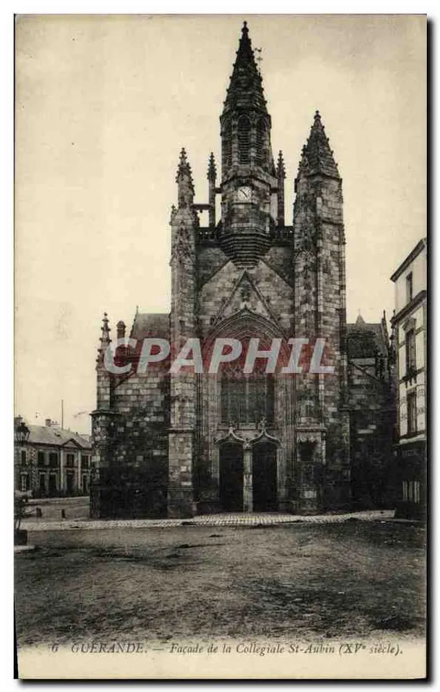 Guerande — Fassade der Kollegiatkirche St-Aubin (15. Jahrhundert) - Vorderseite