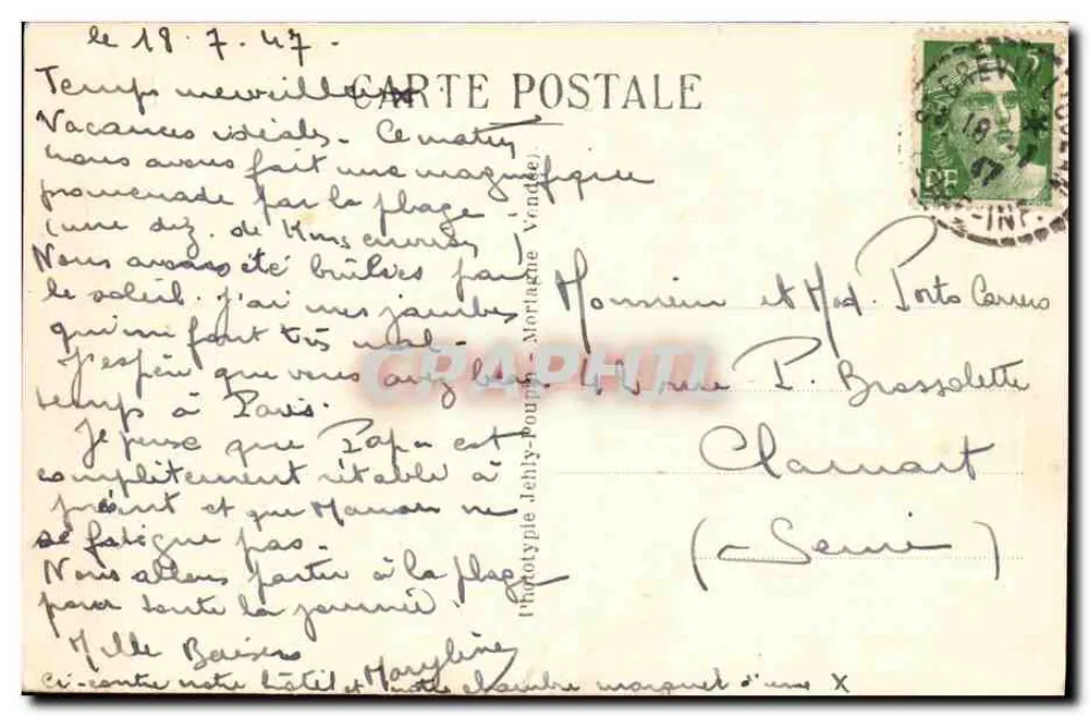 Saint-Brévin-l'Océan (Loire-Inf.) — Hotel da Floresta — n° 1640 - Verso