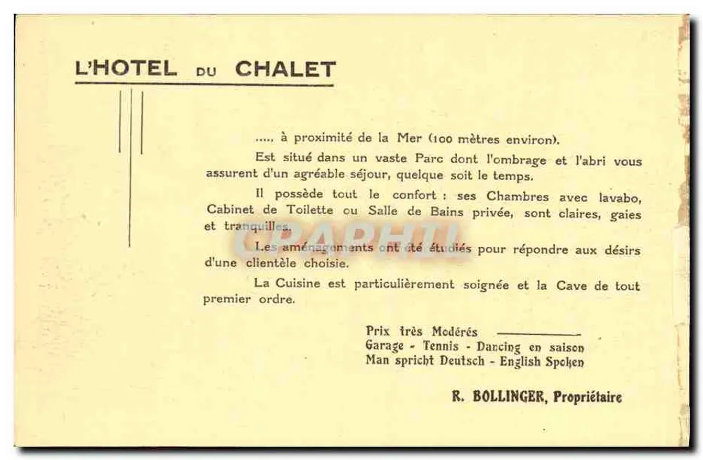 Hôtel du Chalet — St-Brévin-l'Océan — Caddé, Verlag-Fotograf - Rückseite