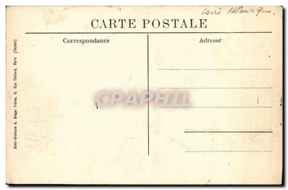 Piriac - Le Castielly — vista dos rochedos e de um edifício em falésia — editor Simi-Bromner A. Braga Frères, Paris - Verso