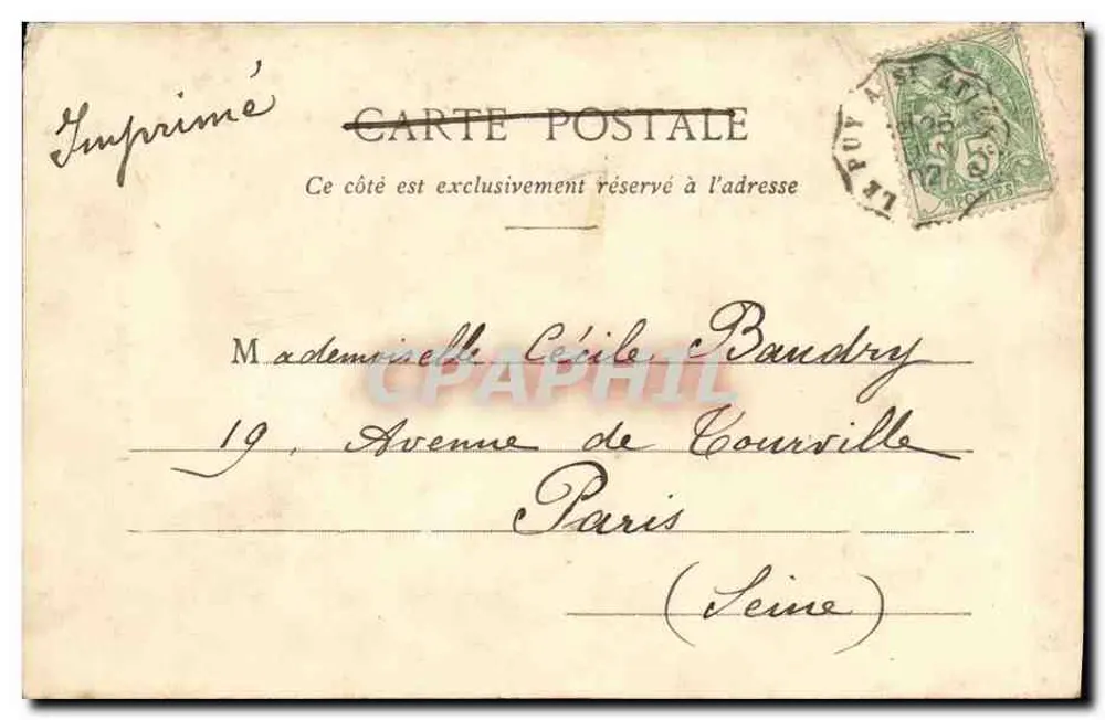 Le Puy - Rocher Saint-Michel — editor desconhecido, número de série não visível - Verso