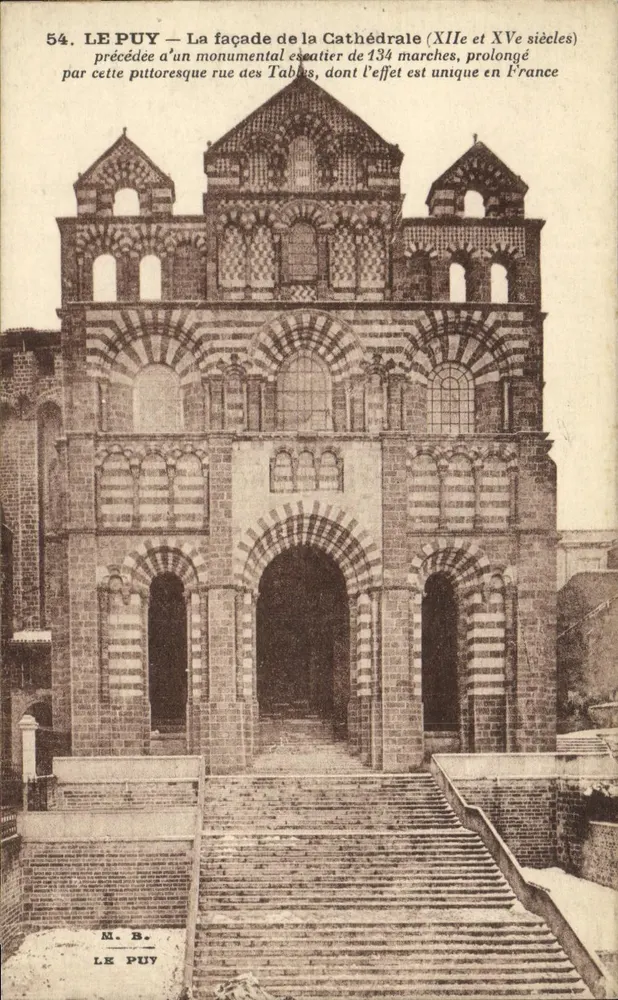 Le Puy — Facha da Catedral (séculos XII e XV) — M. B. — n° 54 - Frente