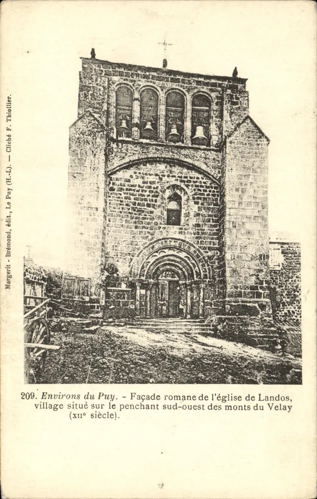 Römische Fassade der Kirche von Landos — Umgebung des Puy, Velay-Berge — Margerith, Brémoni, Verlag F. Thiollier - Vorderseite