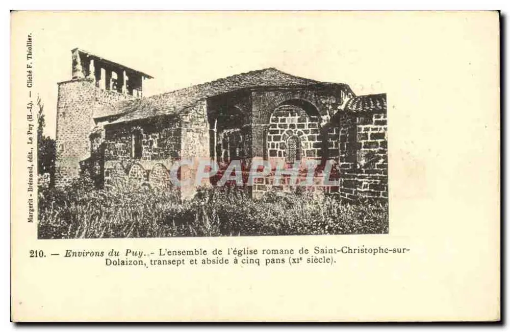 Umgebung von Puy — Die gesamte romanische Kirche Saint-Christophe-sur-Dolaizon, Querhaus und fünfeckige Apse (11. Jahrhundert) — Le Pry (H.-L.), Verlag Brémond - Vorderseite