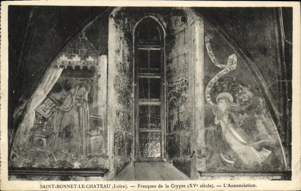 Saint-Bonnet-le-Château (Loire) — Fresques de la Crypte (XVe siècle) — L'Annonciation — Photo L. Bauleac - Vorderseite