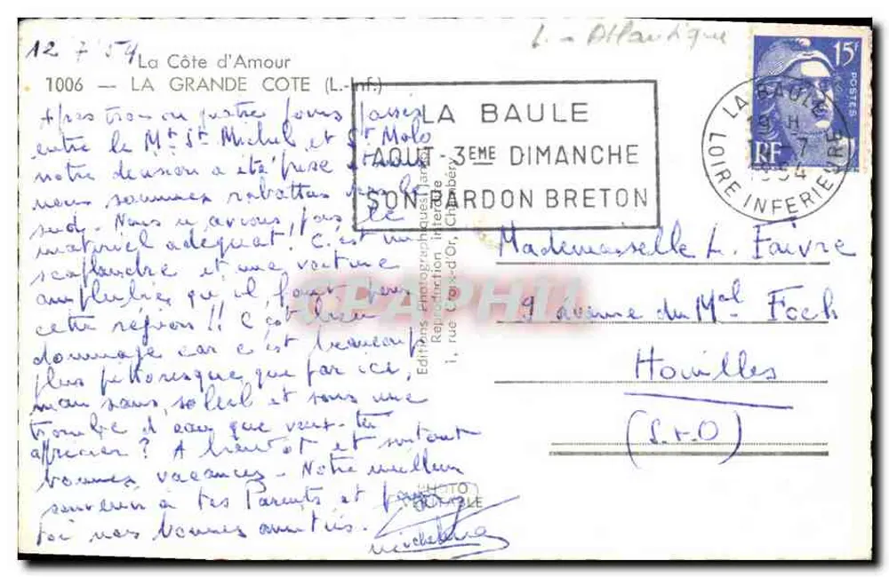 A Côte d'Amour — A Grande Côte (L.-Inf.) — Edições Fotográficas Inter-Editores, La Baule - Verso