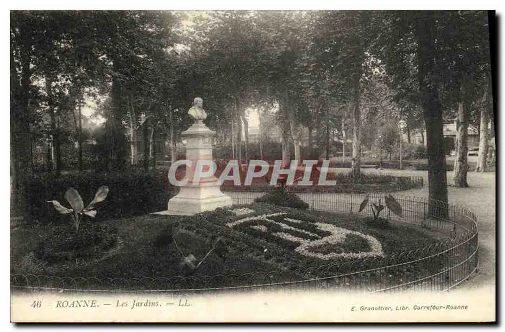 Roanne — Les Jardins — E. Granottier, Libr. Carrefour-Roanne - Frente