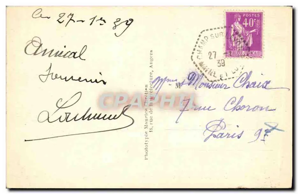Beaulieu-sur-Layon — As Vindas sobre os Coteaux — L. V. fot. - Verso
