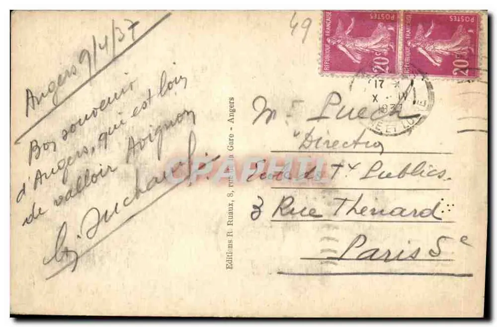 Angers — Le Mail — Edições R. Rumaux - Verso
