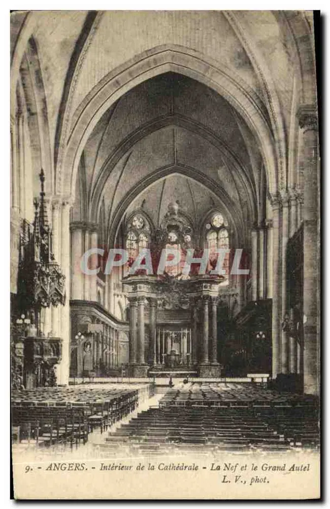 Angers — Innenansicht der Kathedrale — Die Kirche und der Große Altar — L. V., phot. - Vorderseite