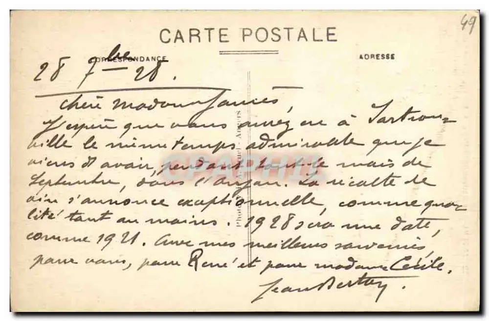 Angers - As Ditchas do Castelo — A. B. n°70 - Verso