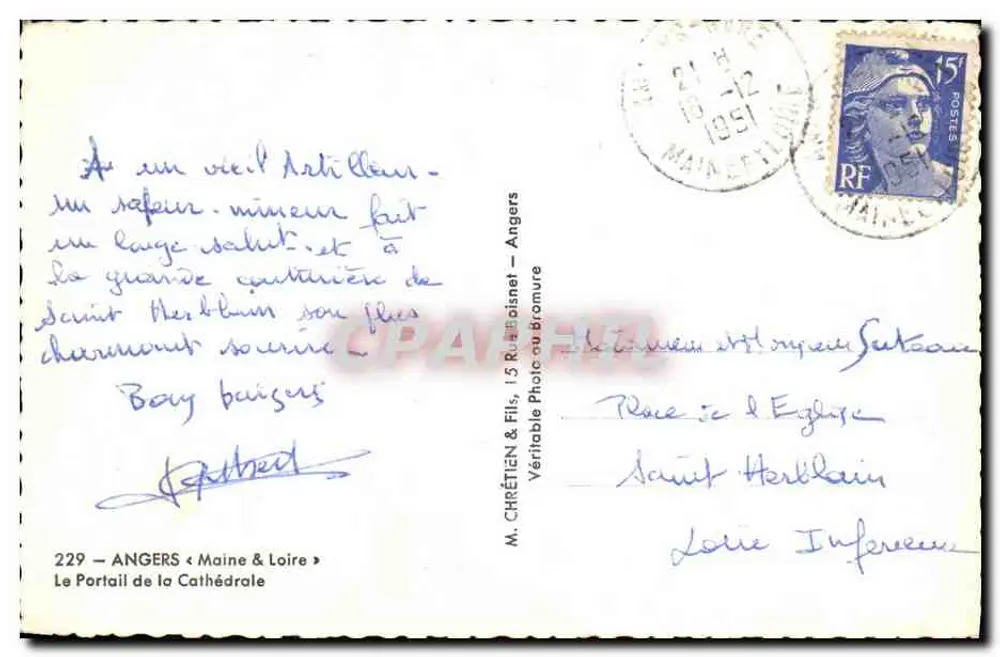 Portal da Catedral — Angers — Editor Emeche - Verso