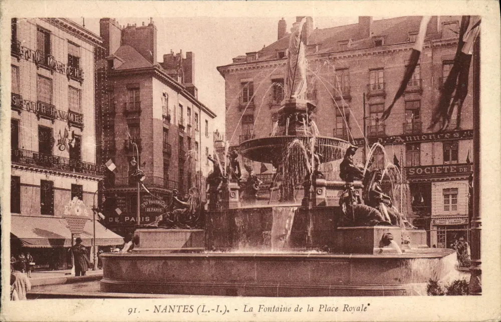 NANTES (L.-I.) - La Fontaine de la Place Royale - éditée par J. Nozais - Vorderseite