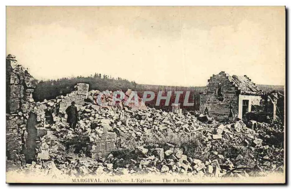 Margival (Aisne) — Vista da Igreja — G.J. Lwodziers — Soissons - Frente