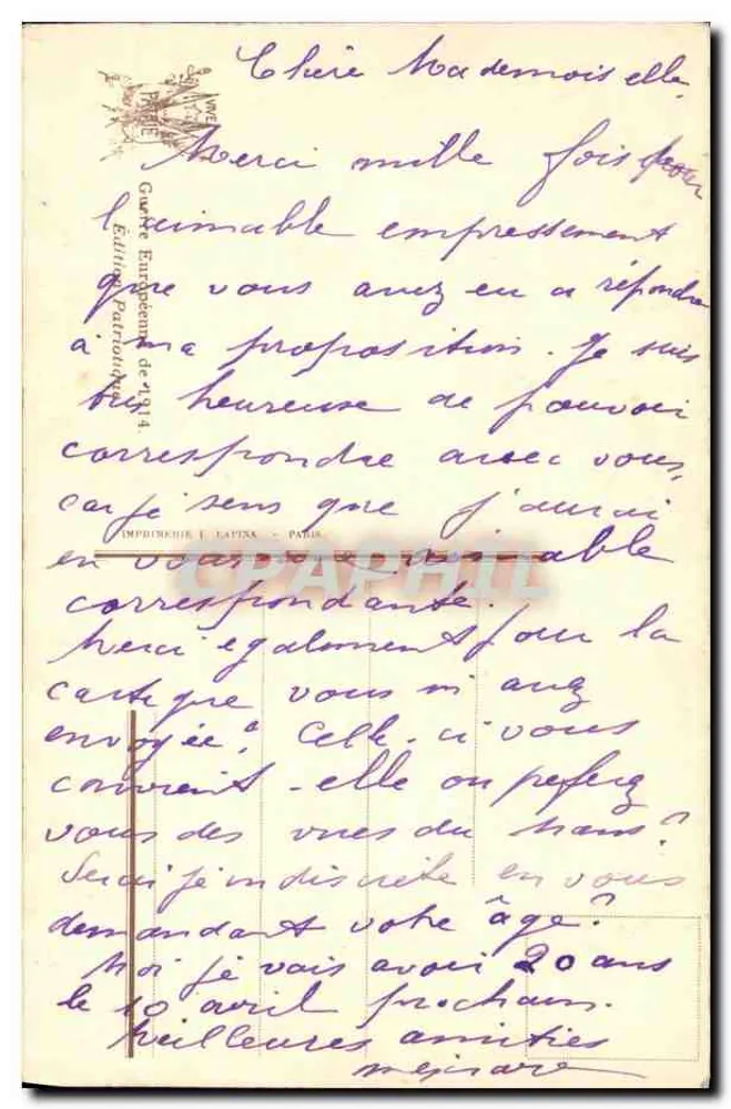 Soldados rusos en descanso — tarjeta postal de la Primera Guerra Mundial — editor J.L. n°2038 - Reverso
