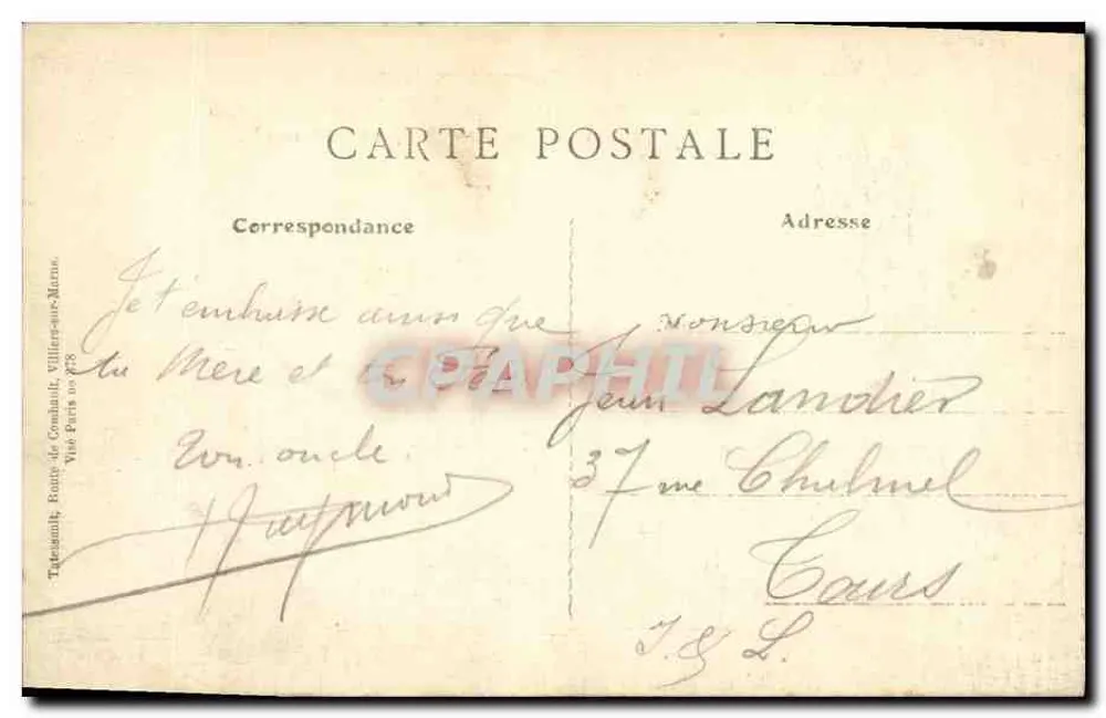 Albert (Somme) — Basilika Notre-Dame de Brebières (Ostseite) nach Bombardements — G. Lelong in Albert, Nr. 121 - Rückseite