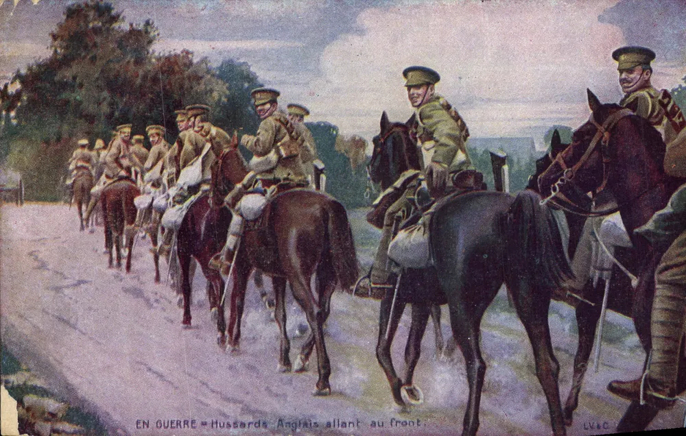 Englische Husaren auf dem Weg zum Front — EN GUERRE — LVLC - Vorderseite