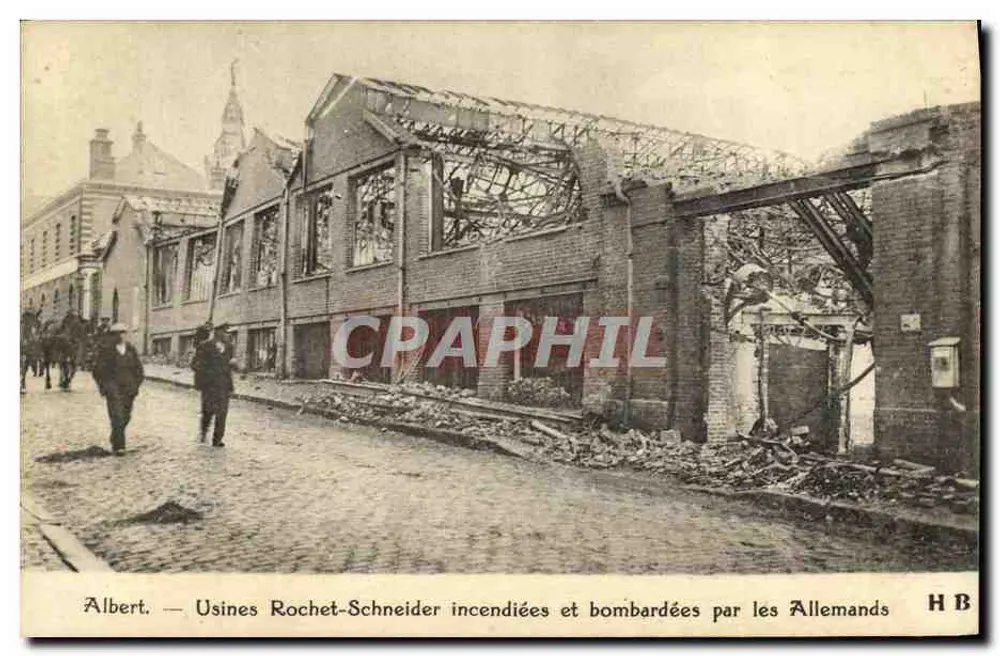 Albert — Fabriken Rochet-Schneider in Brand und von Deutschen bombardiert — H B - Vorderseite