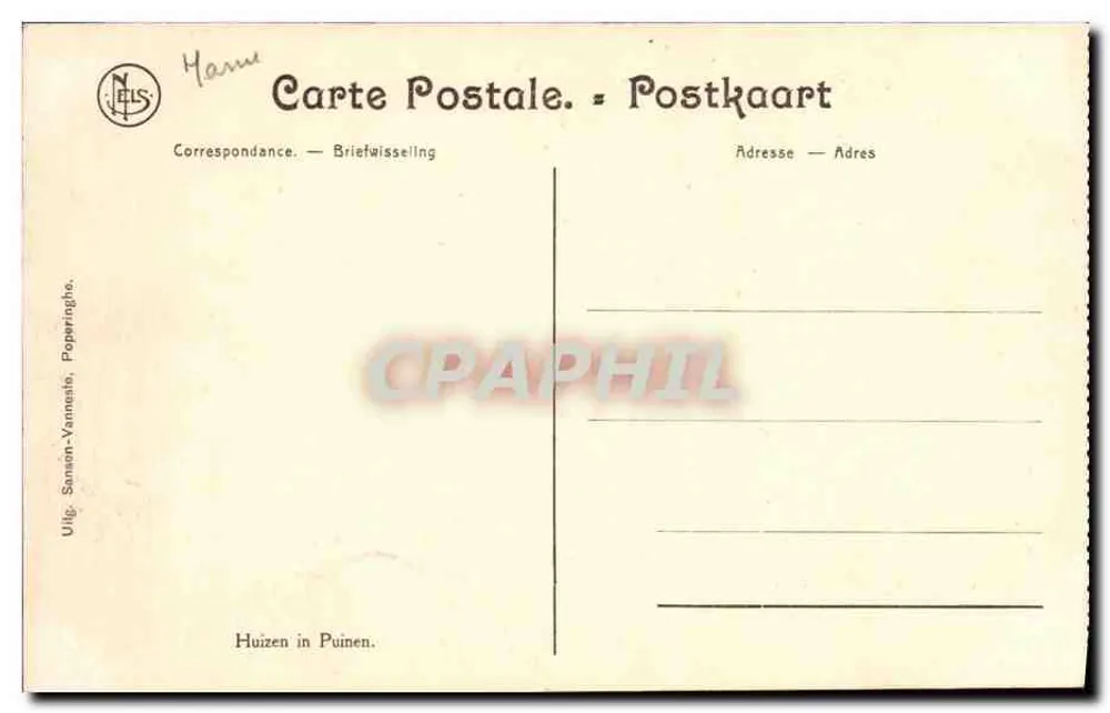 Ruínas de Ieper — 1914-18 — N.ELS - Verso
