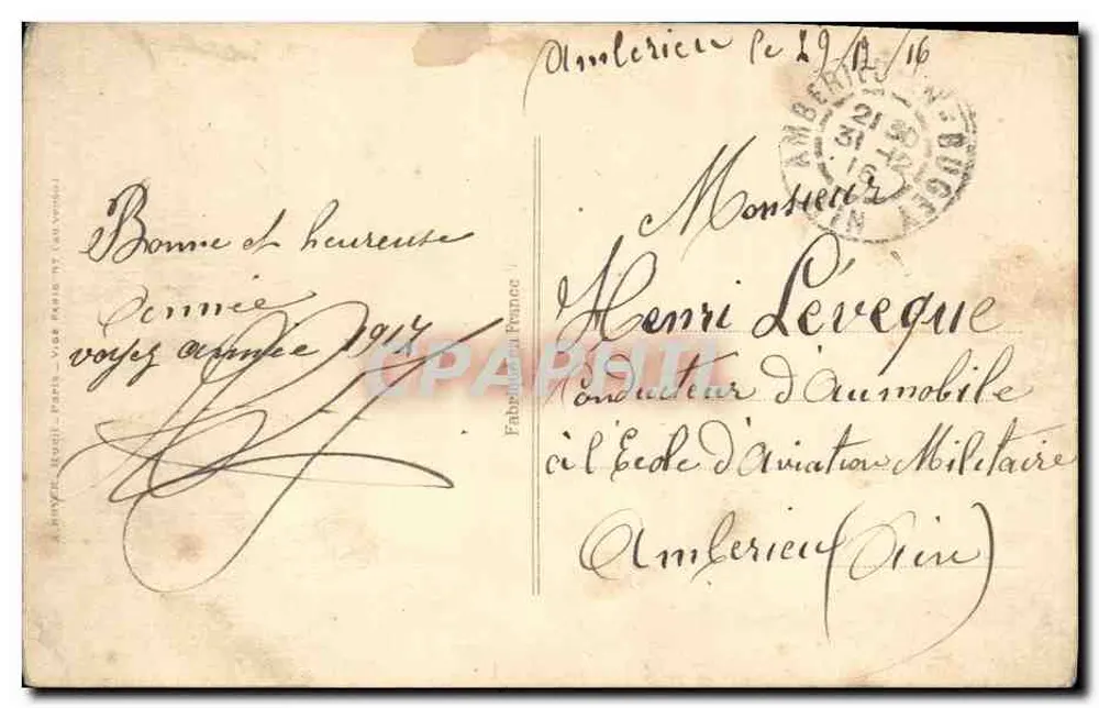 Bambino sotto la bandiera francese — 1916 — Patriottico, n° 1113 - Verso