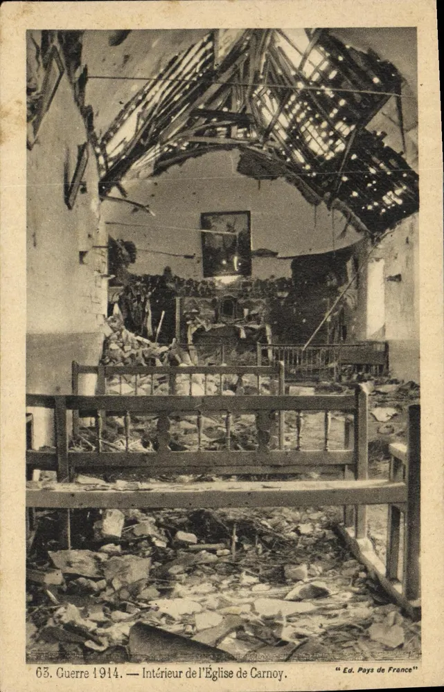 Innenraum der Kirche von Carnoy — Zerstörung — Verlag Pays de France, Nr. 63 - Vorderseite