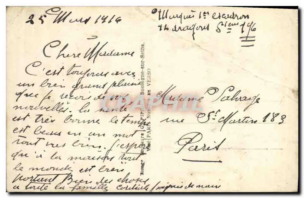 Soldato in uniforme — cartolina di guerra — editore DIX n° 326 - Verso
