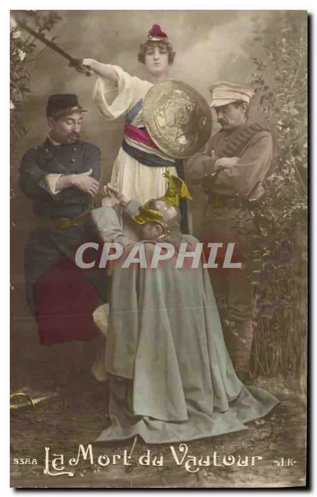 A Morte do Vauteur — cena simbólica com guerreiro, soldados e morte — J.K. n° 9388 - Frente