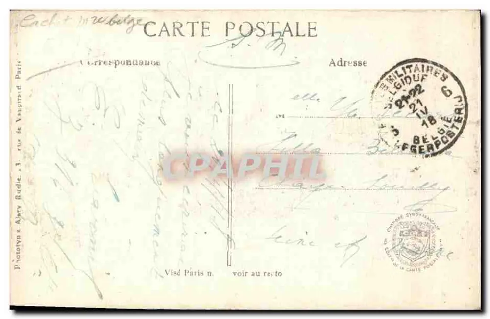 Nieuport (Belgien) — Die zerstörte Kirche — L. C. H. Paris Nr. 427 - Rückseite