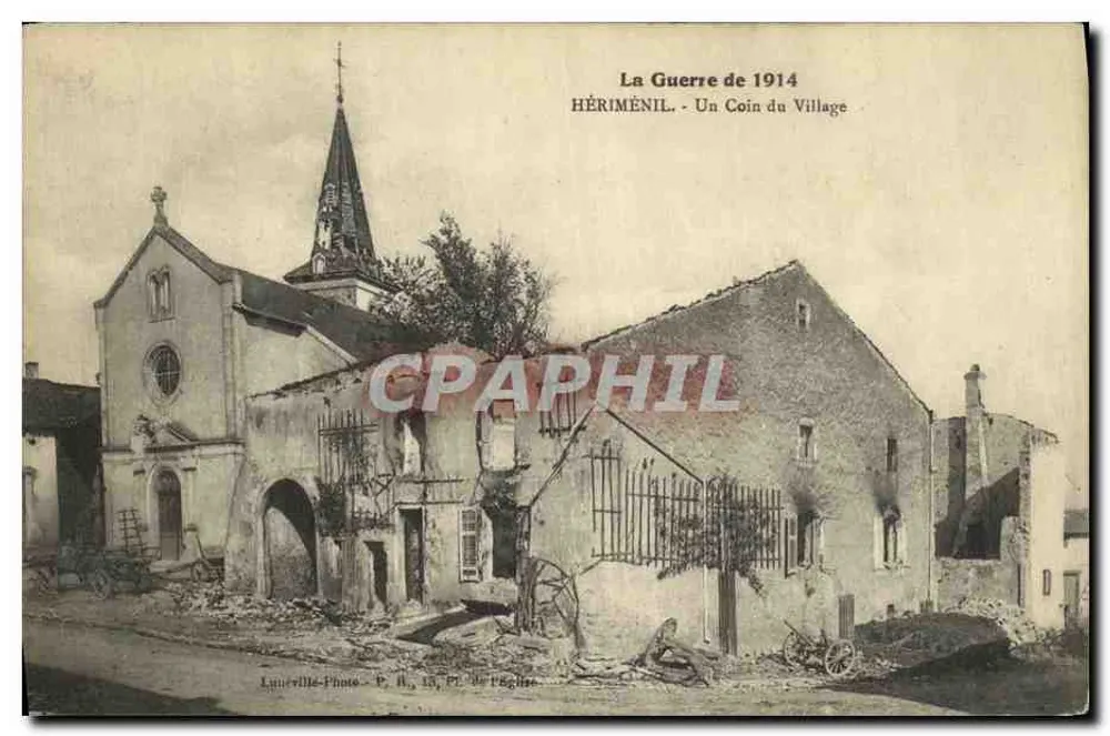 Hériménil - Ein Stück des Dorfes — Der Krieg von 1914 — Lucéville-Photo, P. H., 13, Place de l'Église - Vorderseite