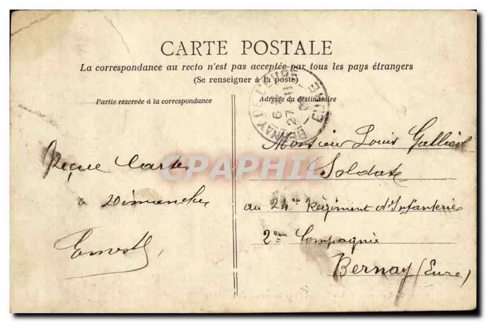 Caserne-Szene — Abreise zur Quartierarbeit — Héliotypie Dugas et Cie, Nantes - Rückseite