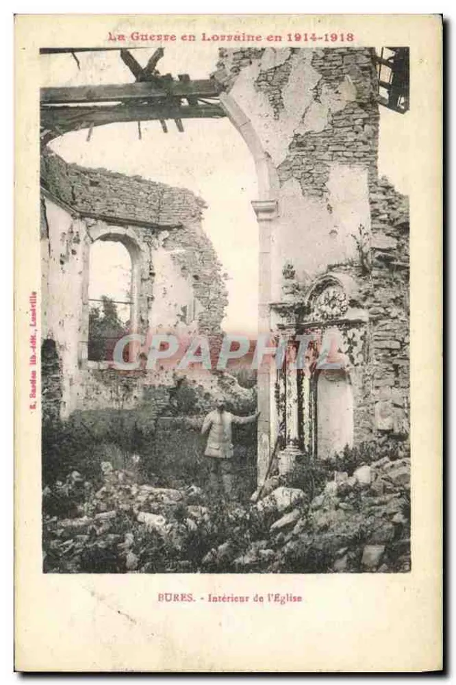 Bures - Interior da Igreja — Ruínas da igreja na Lorena durante a guerra 1914-1918 — R. Basfils, Lurettille - Frente