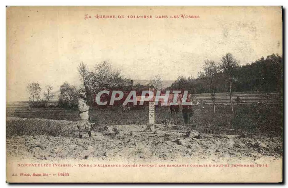 Nompatalize (Vosges) — Tumba de Alemães caídos durante os sangrentos combates de agosto e setembro de 1914 — A. Weich, Saint-Dié - n° 11484 - Frente