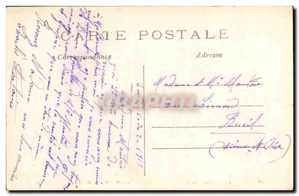 Zerstörungen in Soissons — Krieg 1914 — J. Contrever, Paris - Rückseite