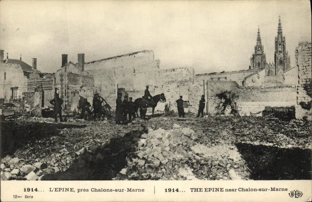 L'Épine, nahe Châlons-sur-Marne — Ruinen nach 1914 — Verlag E. Le Dabey, 12. Serie - Vorderseite