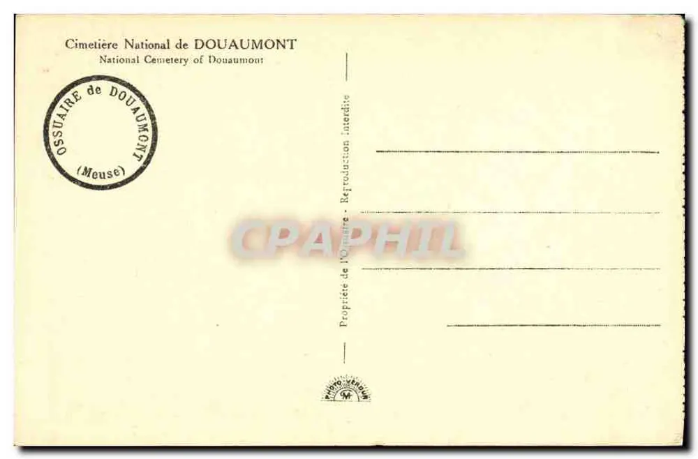 Nationalfriedhof Douaumont — Ansicht der Kreuze — Verlag Ossuaire de Douaumont - Rückseite