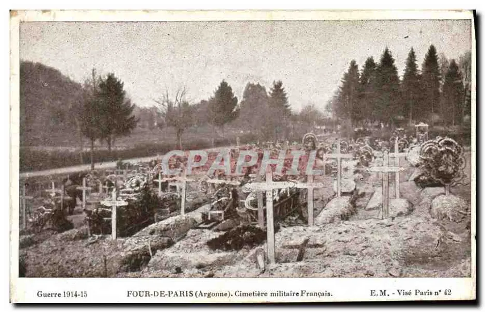 Four-de-Paris (Argonne) — Französischer Militärfriedhof — E.M. - Visé Paris n° 42 - Vorderseite