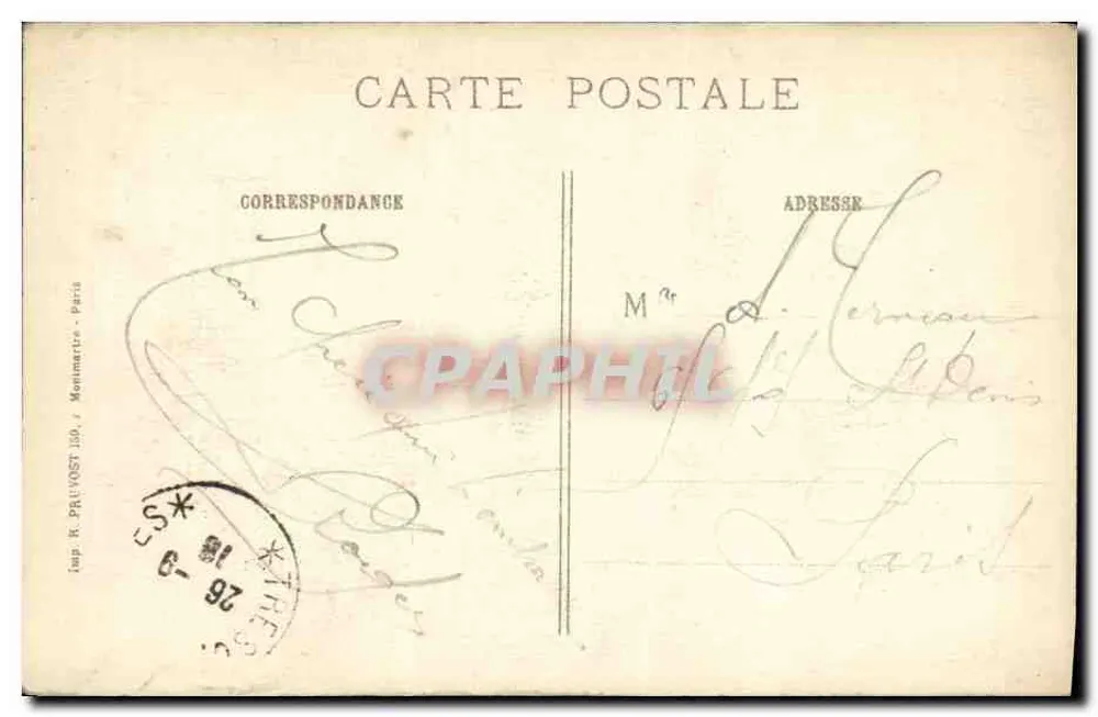 Schlacht am Ouercq - Etrépilly (S.-et-M.) — Denkmal für die glorreichen Verteidiger — Visé Paris 454 - Rückseite