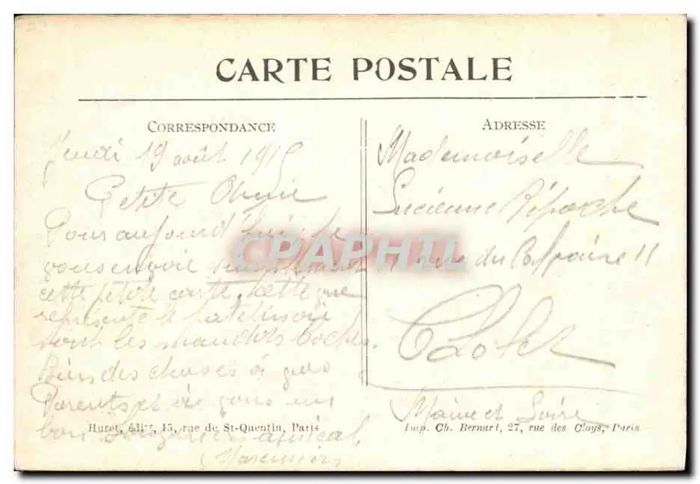 Die Große Place — Lihons (Somme) — Krieg 1914-1915 — Visée à Paris No. 85 - Rückseite