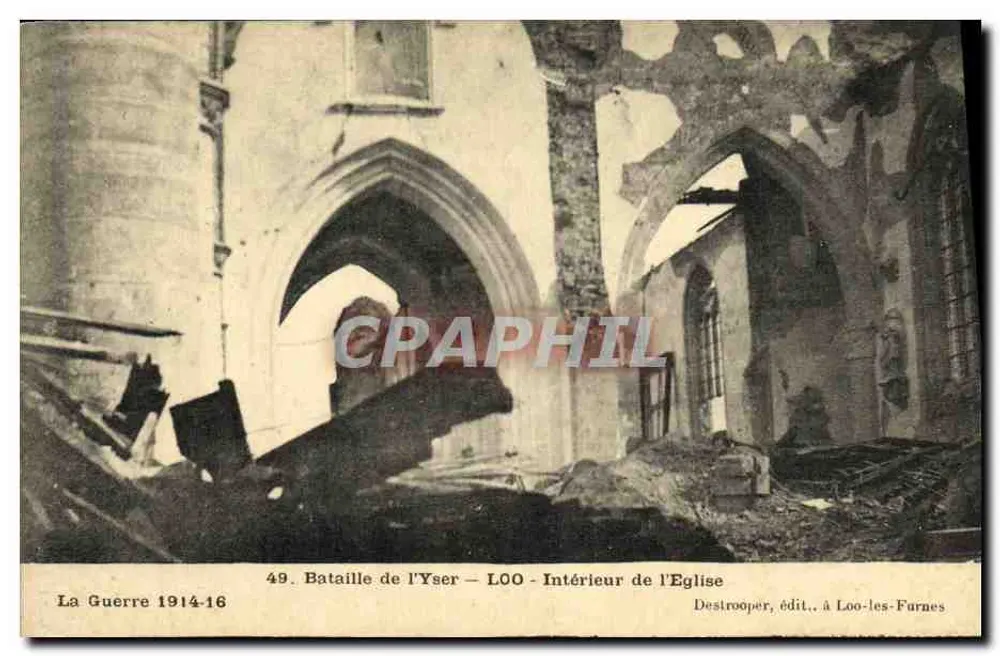 Schlacht am Yser — Innenansicht der Kirche — Destrooper, Verlag in Loo-les-Furnes - Vorderseite