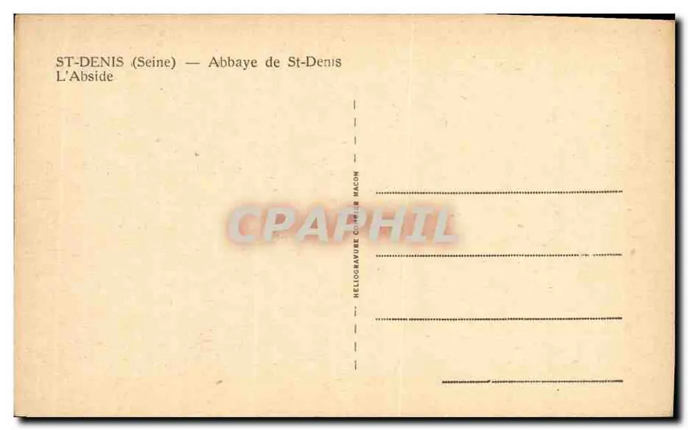 Abadia de St-Denis — A Abside — Héloïse Gravure & Cie, Mâcon - Verso