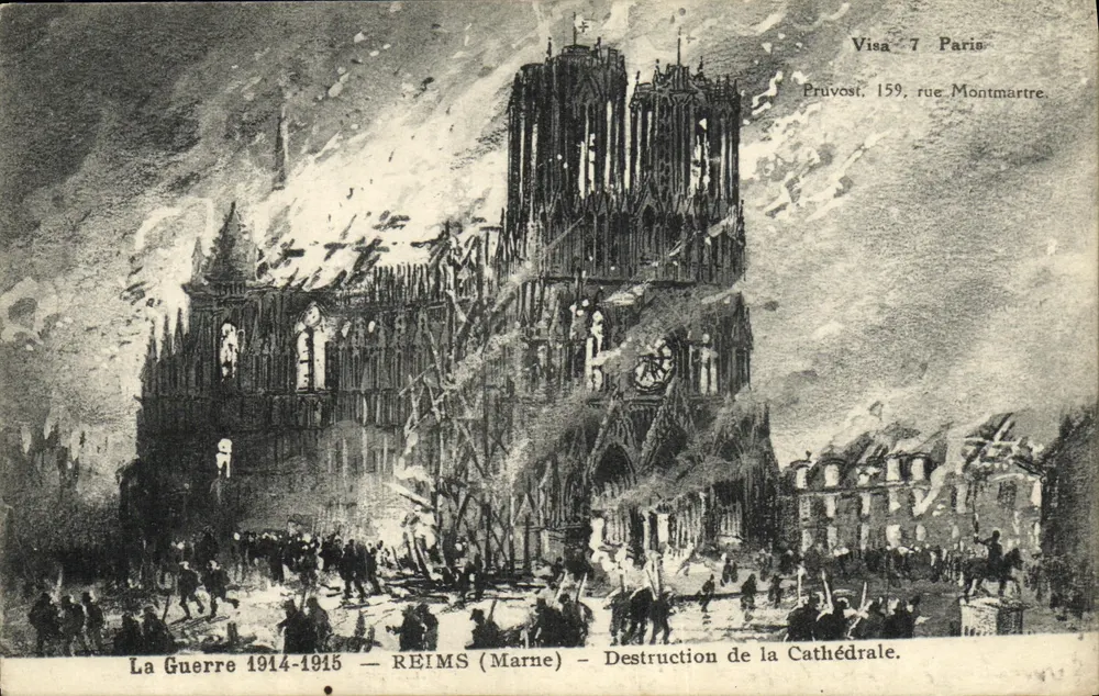 Reims (Marne) — Destrução da Catedral — Visa 7 Paris, Pruvost, 159, rue Montmartre - Frente